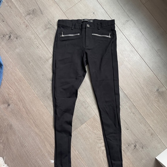 Zara Zafaluc Black Skinny Pants with Zipper Accents - Picture 1 of 4